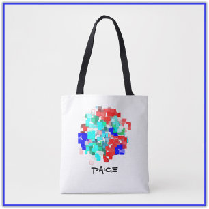 Modern Colourful Red Green and Aqua Blue Abstract  Tote Bag
