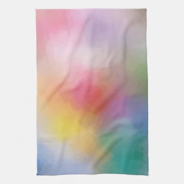 Modern Colourful Red Purple Blue Green Yellow Kitchen Towel (Vertical)