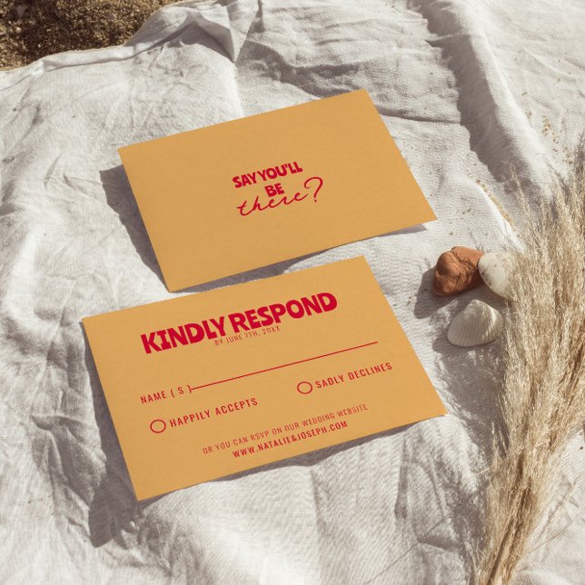 Modern Colourful Retro Fun Bold Unique Wedding  RSVP Card (Creator Uploaded)