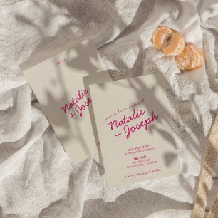 Modern Colourful Retro Fun Whimsical Script Weddin Invitation