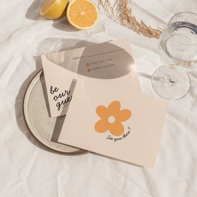 Modern Colourful Retro Funky Unique Wedding RSVP Card (Creator Uploaded)