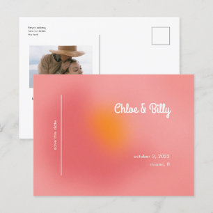 Modern Colourful Retro Gradient Pink Ombre Photo Announcement Postcard