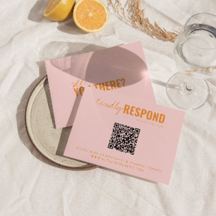 Modern Colourful Retro QR Code Whimsical Wedding RSVP Card