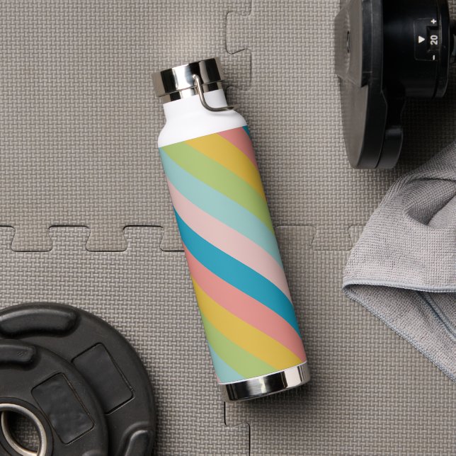 Modern Colourful Retro Stripes Background Water Bottle (Gym)