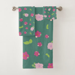 Modern Colourful Romantic Floral Pattern Trendy B Bath Towel Set