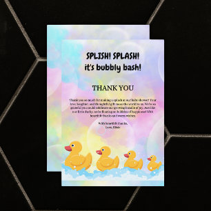 Modern Colourful Rubber Duckies Baby Shower Thank You Card