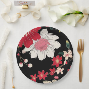 Modern Colourful Sakura Flower Japan Birthday part Paper Plate