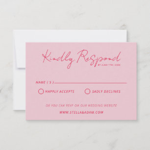 Modern Colourful Script Retro Fun Wedding Website RSVP Card