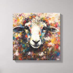 Modern Colourful Sheep Art Canvas Print