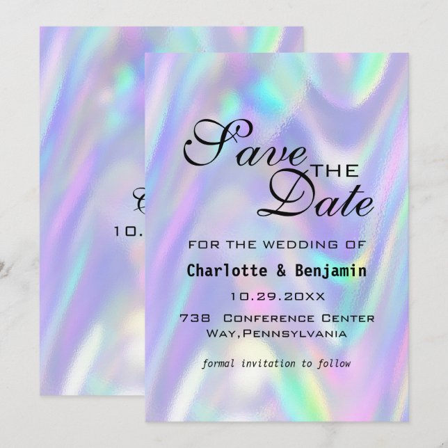 Modern Colourful Shiny Abstract Save The Date (Front/Back)