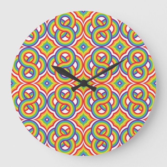 Modern Colourful Simple Batik Motifs Large Clock (Front)