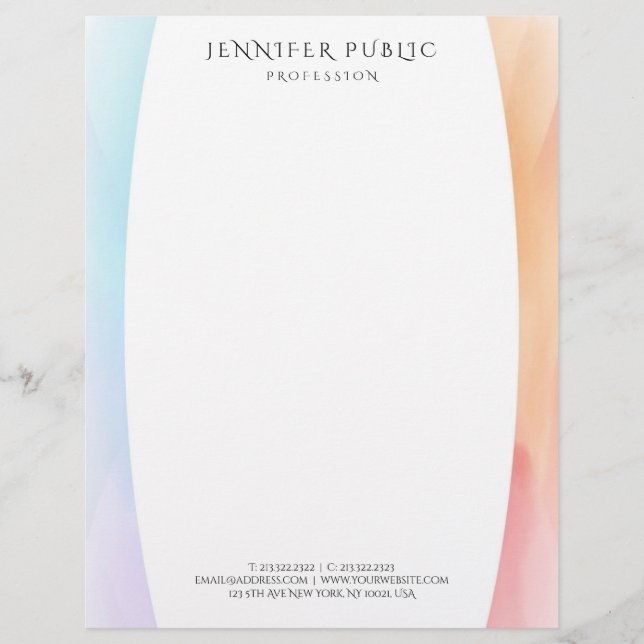 Modern Colourful Simple Design Template Trendy Letterhead (Front)