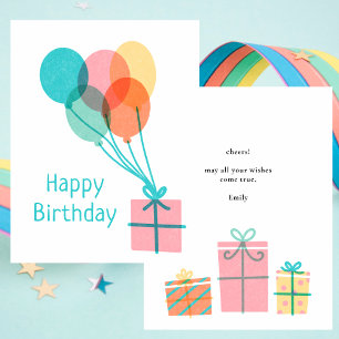 Modern Colourful Simple Happy Birthday Notecard