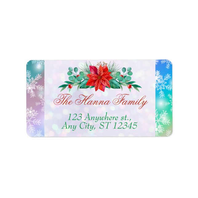 Modern Colourful Snowflake Winter Christmas Addres Label (Front)