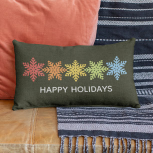 Modern Colourful Snowflakes Christmas Lumbar Pillow