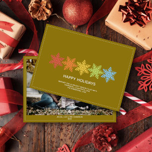 Modern Colourful Snowflakes Christmas Photo Holiday Card