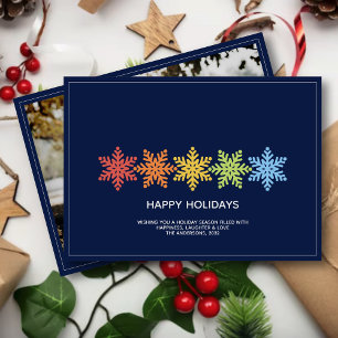 Modern Colourful Snowflakes Christmas Photo Holiday Card