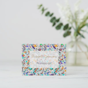 Modern Colourful Speckles Terrazzo Watercolor Pain Business Card
