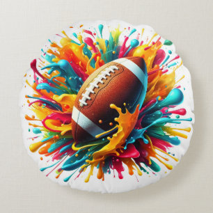 Modern Colourful Splash Game Ball Sports Round Pillow