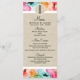 Modern Colourful Spring Floral Watercolor Menu
