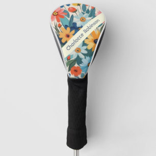 Modern Colourful Spring Garden Flowers Personalize Golf Head Cover