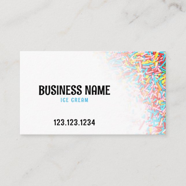 Modern Colourful Sprinkles Gradient Ice Cream Business Card (Front)