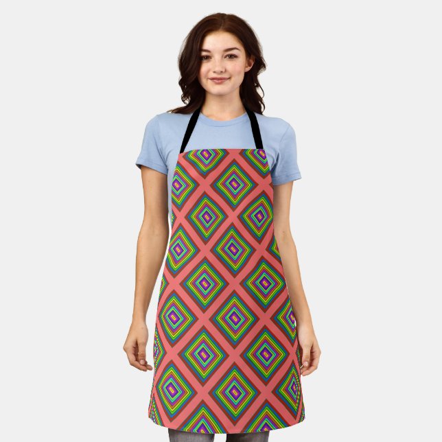 Modern colourful square geometric pattern graphic  apron (Worn)
