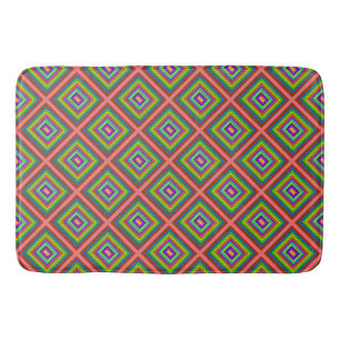 Modern colourful square geometric pattern graphic bath mat