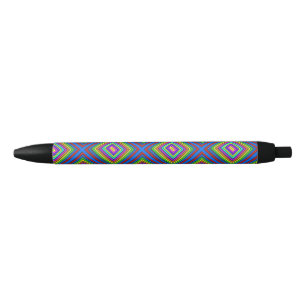 Modern colourful square geometric pattern graphic  black ink pen