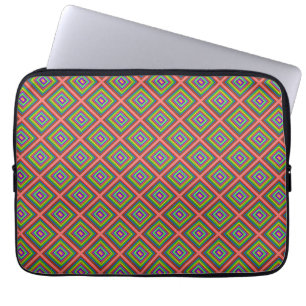 Modern colourful square geometric pattern graphic laptop sleeve