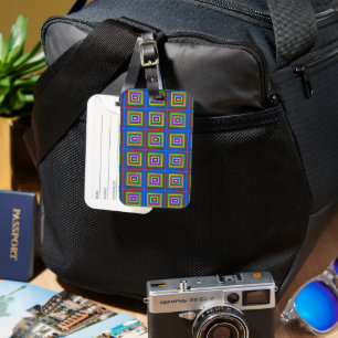 Modern colourful square geometric pattern graphic luggage tag