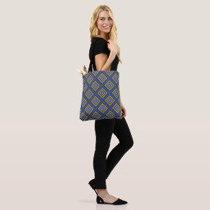 Modern colourful square geometric pattern graphic  tote bag