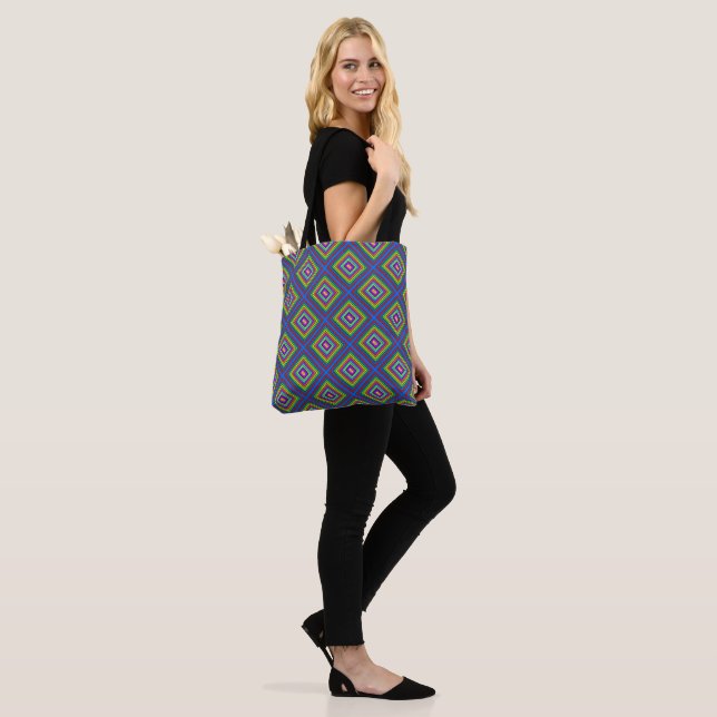 Modern colourful square geometric pattern graphic  tote bag (On Model)