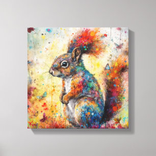 Modern Colourful Squirrel Art Canvas Print