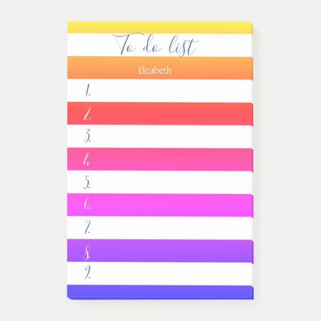 Modern Colourful Striped To Do List Post-it Notes (Front)