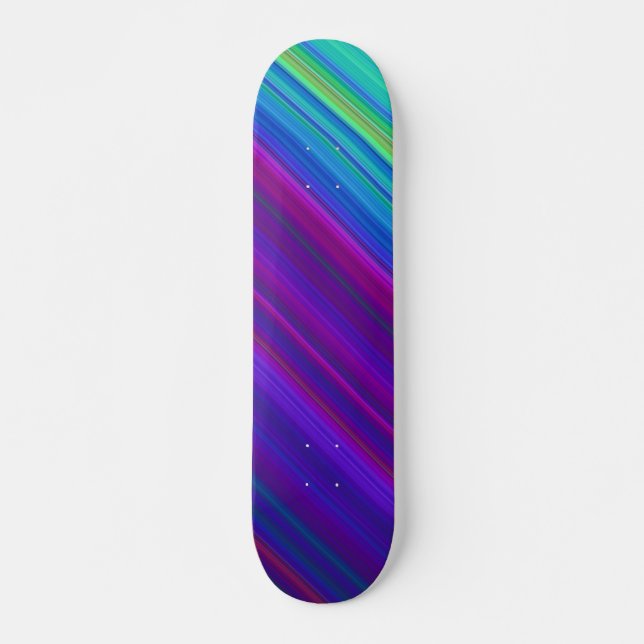 Modern Colourful Stripes Green Blue Purple Skateboard (Front)