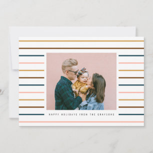 Modern Colourful Stripes Holiday Photo Card