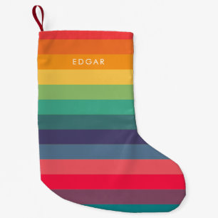 Modern colourful stripes pattern small christmas stocking