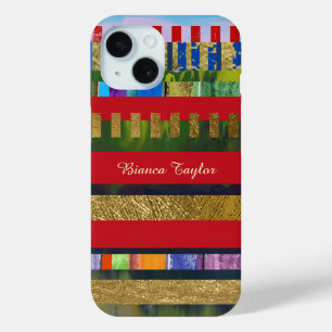 modern & colourful stripes personalized iPhone 15 case