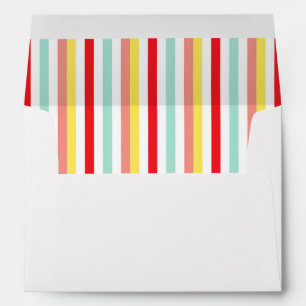 Modern Colourful Stripes Retro Wedding Envelope