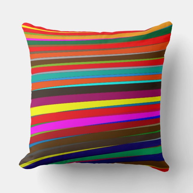 Modern Colourful Stripes Throw Pillow.  Pillow (Front)