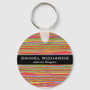 Modern Colourful Stripes Vibrant Interior Designer Keychain