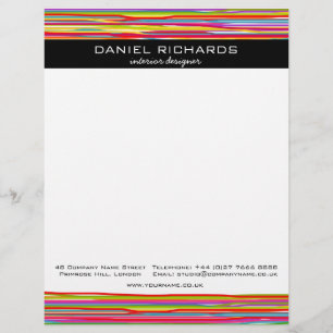 Modern Colourful Stripes Vibrant Interior Designer Letterhead