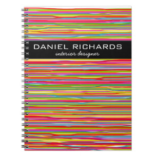 Modern Colourful Stripes Vibrant Interior Designer Notebook