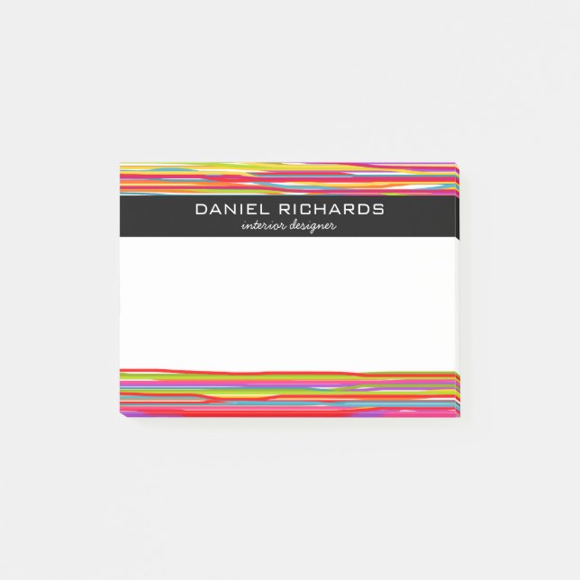 Modern Colourful Stripes Vibrant Interior Designer Post-it Notes (Front)