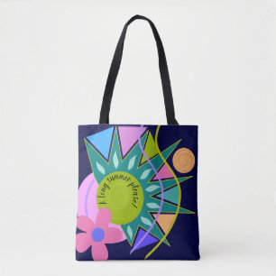Modern colourful summer design with custom text tote bag