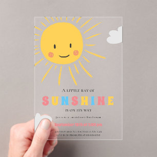 Modern Colourful Sunshine Baby Shower Acrylic Invitations