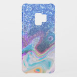 Modern Colourful Swirls & Blue Faux Glitter Accent Uncommon Samsung Galaxy S9 Case<br><div class="desc">Modern blue faux glitter and colourful swirls ombre.</div>
