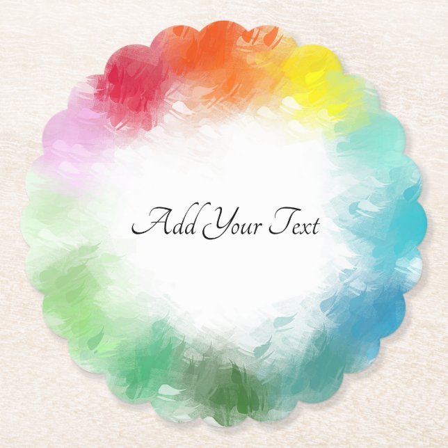 Modern Colourful Template Custom Handwriting Scrip Paper Coaster (Front)