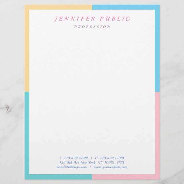 Modern Colourful Template Pink Yellow Blue Green Letterhead (Front)